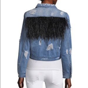 JOCELYN Ostrich feather denim jacket